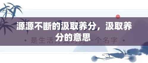 源源不断的汲取养分,汲取养分的意思