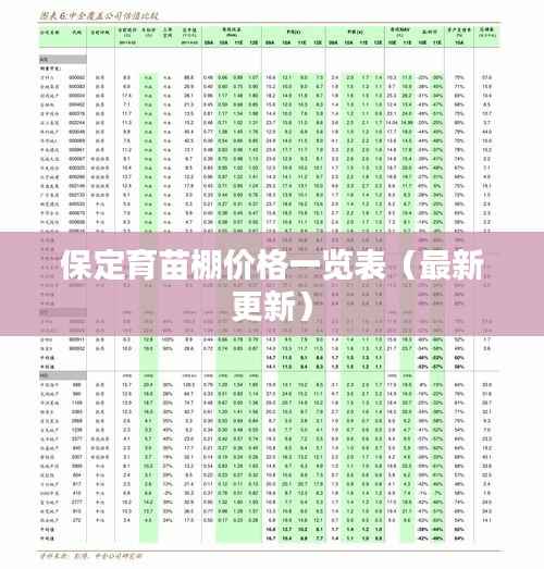 保定育苗棚价格一览表(最新更新)