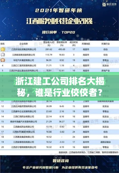 浙江建工公司排名大揭秘，谁是行业佼佼者？